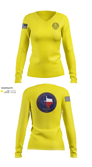 Womens Long Sleeve Vneck Shirt, Operation Lone Star, , Teamtime, Team time, sublimation, custom sports apparel, team uniforms, spirit wear, spiritwear, sports uniforms, custom shirts, team store, custom team store, fundraiser sports, apparel fundraiser
