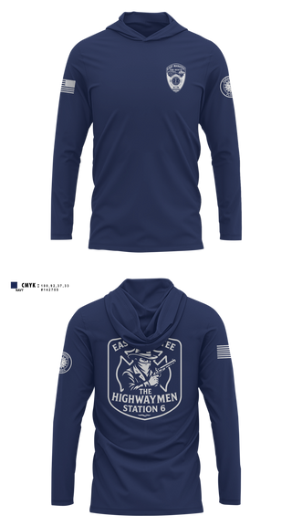 Long Sleeve Hooded Sun Shirt, East Manatee, Fire Department, Teamtime, Team time, sublimation, custom sports apparel, team uniforms, spirit wear, spiritwear, sports uniforms, custom shirts, team store, custom team store, fundraiser sports, apparel fundraiser