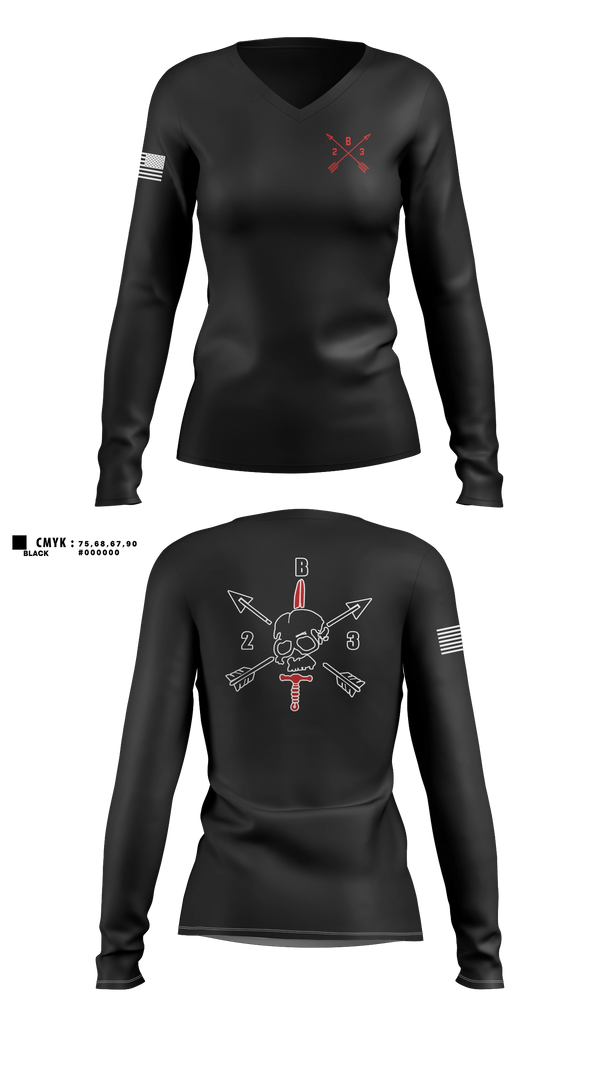 Womens Long Sleeve Vneck Shirt, B/2/3, Army, Teamtime, Team time, sublimation, custom sports apparel, team uniforms, spirit wear, spiritwear, sports uniforms, custom shirts, team store, custom team store, fundraiser sports, apparel fundraiser