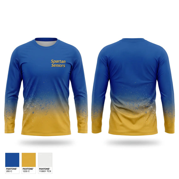 Long Sleeve Performance Shirt, Spartan Seniors, Cross Country, Teamtime, Team time, sublimation, custom sports apparel, team uniforms, spirit wear, spiritwear, sports uniforms, custom shirts, team store, custom team store, fundraiser sports, apparel fundraiser