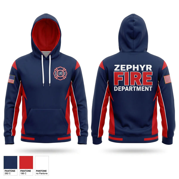 Hoodie, Zephyr Volunteer Fire Department, Fire Department, Teamtime, Team time, sublimation, custom sports apparel, team uniforms, spirit wear, spiritwear, sports uniforms, custom shirts, team store, custom team store, fundraiser sports, apparel fundraiser