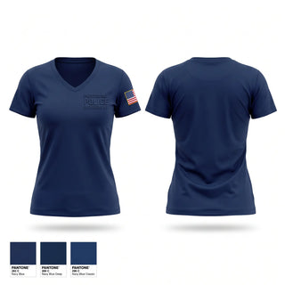 Womens Short Sleeve Vneck Shirt, Presque Isle Police Department, Police, Teamtime, Team time, sublimation, custom sports apparel, team uniforms, spirit wear, spiritwear, sports uniforms, custom shirts, team store, custom team store, fundraiser sports, apparel fundraiser