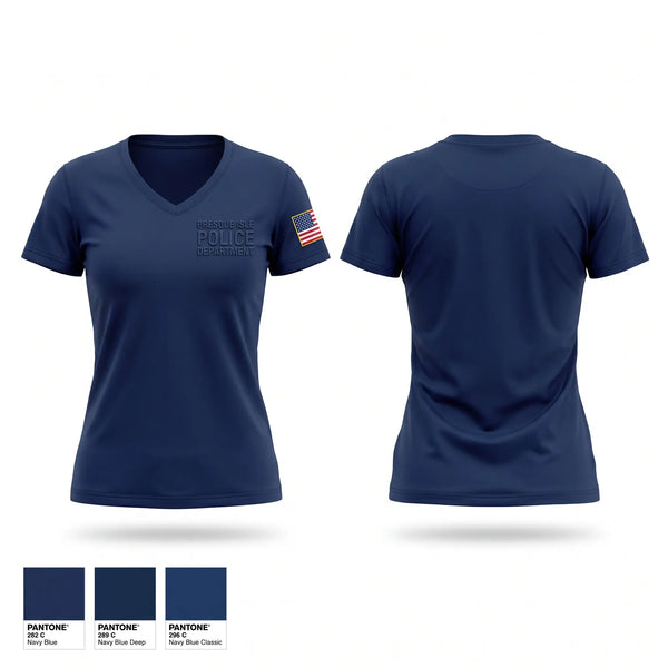 Womens Short Sleeve Vneck Shirt, Presque Isle Police Department, Police, Teamtime, Team time, sublimation, custom sports apparel, team uniforms, spirit wear, spiritwear, sports uniforms, custom shirts, team store, custom team store, fundraiser sports, apparel fundraiser