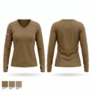 Womens Long Sleeve Vneck Shirt, 263rd QM, Army, Teamtime, Team time, sublimation, custom sports apparel, team uniforms, spirit wear, spiritwear, sports uniforms, custom shirts, team store, custom team store, fundraiser sports, apparel fundraiser