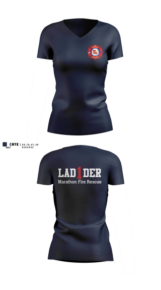Womens Short Sleeve Vneck Shirt, Marathon Fire Rescue, Fire Department, Teamtime, Team time, sublimation, custom sports apparel, team uniforms, spirit wear, spiritwear, sports uniforms, custom shirts, team store, custom team store, fundraiser sports, apparel fundraiser