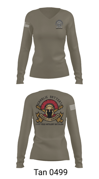 Womens Long Sleeve Vneck Shirt, Charlie BTRY 2-114th FA, , Teamtime, Team time, sublimation, custom sports apparel, team uniforms, spirit wear, spiritwear, sports uniforms, custom shirts, team store, custom team store, fundraiser sports, apparel fundraiser