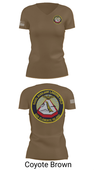 Womens Short Sleeve Vneck Shirt, NAVAL AUXILIARY LANDING FIELD SAN CLEMENTE ISLAND, Navy, Teamtime, Team time, sublimation, custom sports apparel, team uniforms, spirit wear, spiritwear, sports uniforms, custom shirts, team store, custom team store, fundraiser sports, apparel fundraiser