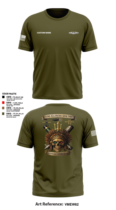 USS Illinois (SSN 786) 55868909 Short Sleeve Performance Shirt - 57
