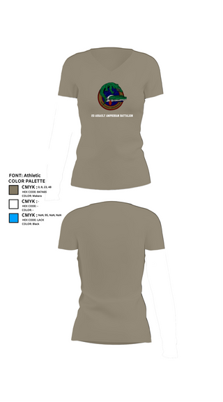 Womens Short Sleeve Vneck Shirt, 2d Assault Amphibian Battalion, , Teamtime, Team time, sublimation, custom sports apparel, team uniforms, spirit wear, spiritwear, sports uniforms, custom shirts, team store, custom team store, fundraiser sports, apparel fundraiser