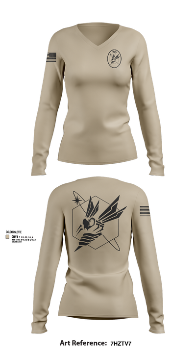 76 ISRS 73127367 Women's Long Sleeve V-neck Shirt - 1