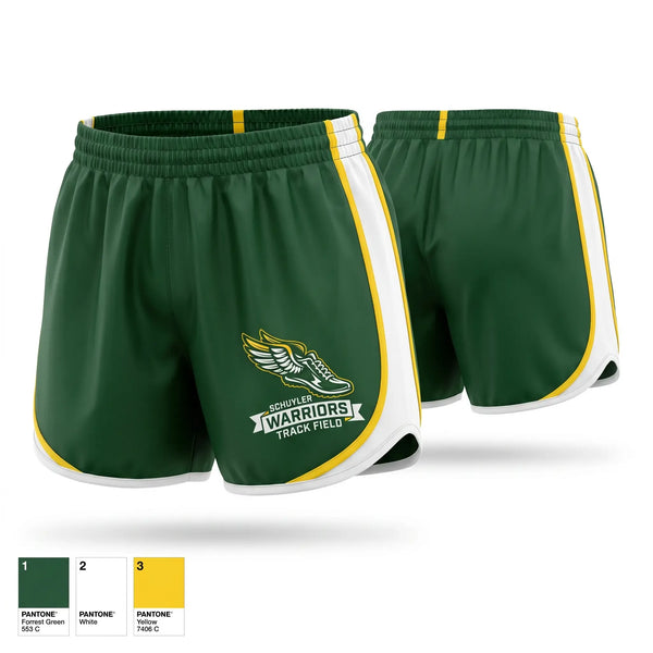 Womens Shorts, Schuyler High School, Track & Field, Teamtime, Team time, sublimation, custom sports apparel, team uniforms, spirit wear, spiritwear, sports uniforms, custom shirts, team store, custom team store, fundraiser sports, apparel fundraiser