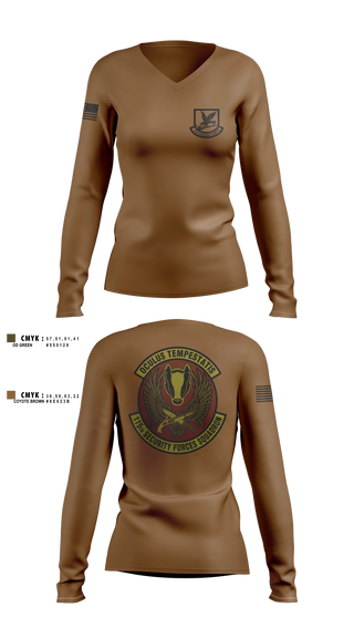 Womens Long Sleeve Vneck Shirt, 115th Security Forces Squadron, Air Force, Teamtime, Team time, sublimation, custom sports apparel, team uniforms, spirit wear, spiritwear, sports uniforms, custom shirts, team store, custom team store, fundraiser sports, apparel fundraiser