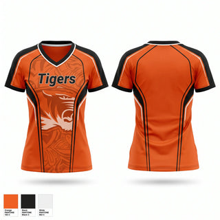 Womens Short Sleeve Vneck Shirt, Tigers, Softball, Teamtime, Team time, sublimation, custom sports apparel, team uniforms, spirit wear, spiritwear, sports uniforms, custom shirts, team store, custom team store, fundraiser sports, apparel fundraiser