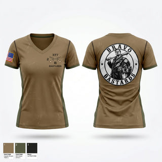 Womens Short Sleeve Vneck Shirt, Bravo Co 2/377, Army, Teamtime, Team time, sublimation, custom sports apparel, team uniforms, spirit wear, spiritwear, sports uniforms, custom shirts, team store, custom team store, fundraiser sports, apparel fundraiser