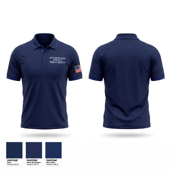 Short Sleeve Performance Polo, Western Michigan University Public Safety, Police, Teamtime, Team time, sublimation, custom sports apparel, team uniforms, spirit wear, spiritwear, sports uniforms, custom shirts, team store, custom team store, fundraiser sports, apparel fundraiser