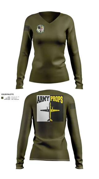 Womens Long Sleeve Vneck Shirt, DET 2 CO A 2-245th AVN, , Teamtime, Team time, sublimation, custom sports apparel, team uniforms, spirit wear, spiritwear, sports uniforms, custom shirts, team store, custom team store, fundraiser sports, apparel fundraiser