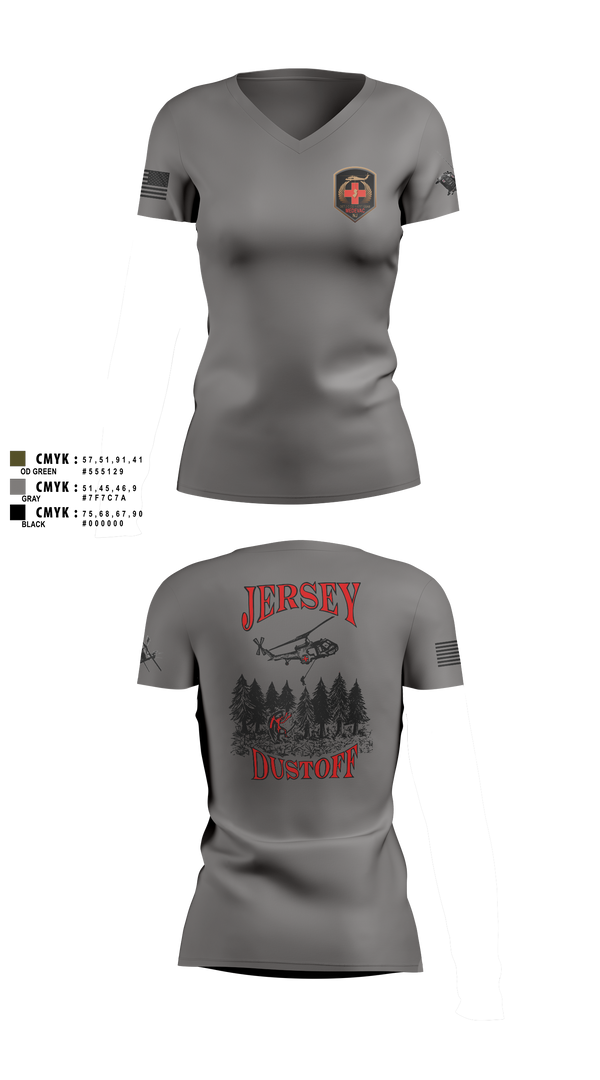 Womens Short Sleeve Vneck Shirt, 1-171 MEDEVAC Dustoff, National Guard, Teamtime, Team time, sublimation, custom sports apparel, team uniforms, spirit wear, spiritwear, sports uniforms, custom shirts, team store, custom team store, fundraiser sports, apparel fundraiser