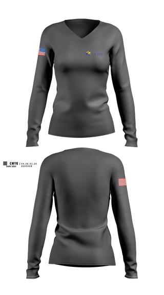Womens Long Sleeve Vneck Shirt, Wilkes County EMS, EMS/EMT, Teamtime, Team time, sublimation, custom sports apparel, team uniforms, spirit wear, spiritwear, sports uniforms, custom shirts, team store, custom team store, fundraiser sports, apparel fundraiser