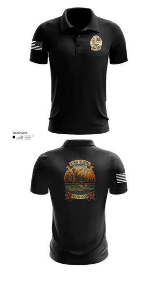 Short Sleeve Performance Polo, USS Kidd, Navy, Teamtime, Team time, sublimation, custom sports apparel, team uniforms, spirit wear, spiritwear, sports uniforms, custom shirts, team store, custom team store, fundraiser sports, apparel fundraiser
