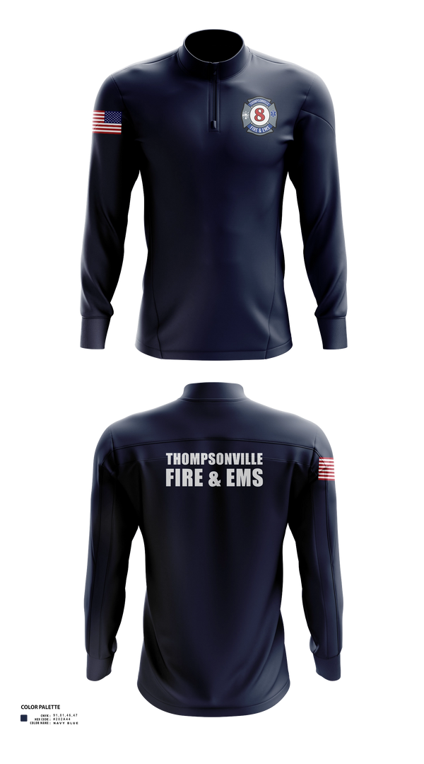 Quarter Zip Jacket, Thompsonville Fire & EMS, Fire Department, Teamtime, Team time, sublimation, custom sports apparel, team uniforms, spirit wear, spiritwear, sports uniforms, custom shirts, team store, custom team store, fundraiser sports, apparel fundraiser
