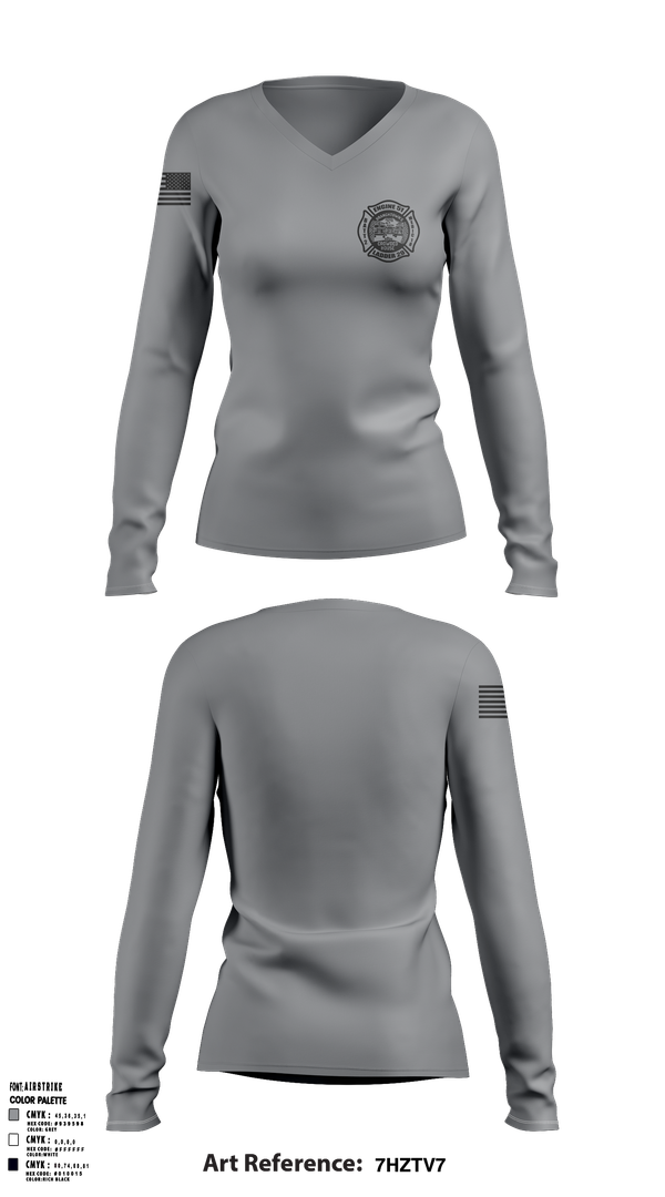 Womens Long Sleeve Vneck Shirt, Engine 51 Ladder 29 Medic 18 Battalion 2, , Teamtime, Team time, sublimation, custom sports apparel, team uniforms, spirit wear, spiritwear, sports uniforms, custom shirts, team store, custom team store, fundraiser sports, apparel fundraiser