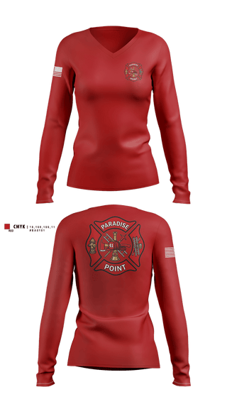 Womens Long Sleeve Vneck Shirt, Paradise Point, Fire Department, Teamtime, Team time, sublimation, custom sports apparel, team uniforms, spirit wear, spiritwear, sports uniforms, custom shirts, team store, custom team store, fundraiser sports, apparel fundraiser