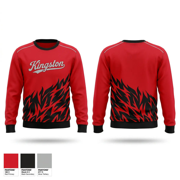 Crew Neck Sweatshirt, Kingston Redskins, Baseball, Teamtime, Team time, sublimation, custom sports apparel, team uniforms, spirit wear, spiritwear, sports uniforms, custom shirts, team store, custom team store, fundraiser sports, apparel fundraiser