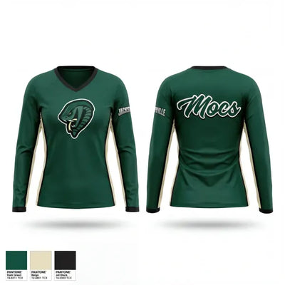 Jacksonville Athletic Academy College Moccasins 43447806 Women's Long Sleeve V-neck Shirt - 1
