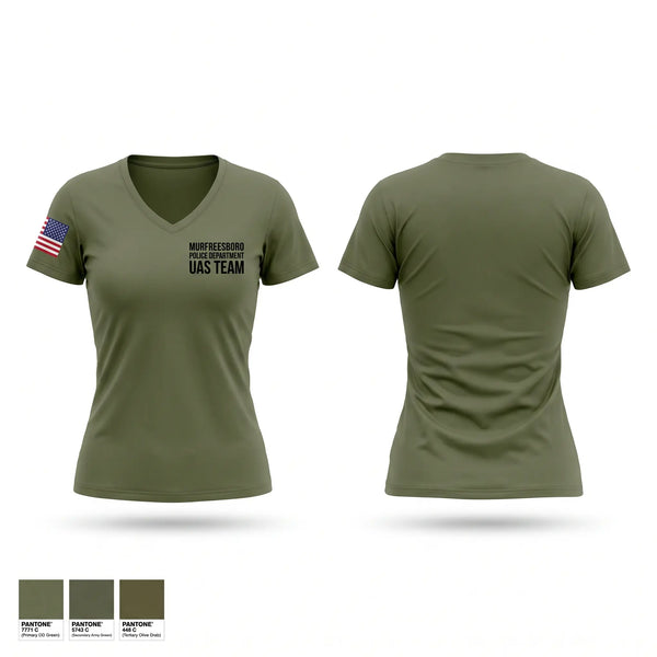 Womens Short Sleeve Vneck Shirt, Murfreesboro Police Department U.A.S. Team, Police, Teamtime, Team time, sublimation, custom sports apparel, team uniforms, spirit wear, spiritwear, sports uniforms, custom shirts, team store, custom team store, fundraiser sports, apparel fundraiser