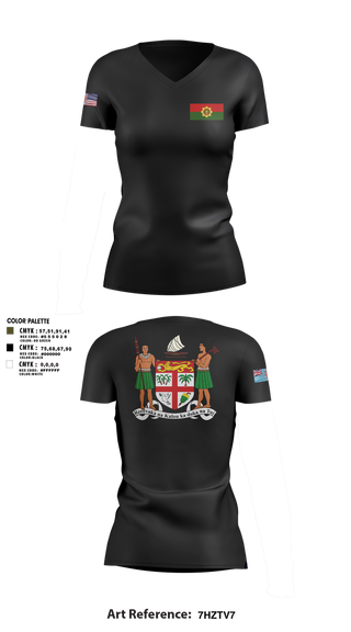 Womens Short Sleeve Vneck Shirt, Republic Of Fiji Military Forces, Army, Teamtime, Team time, sublimation, custom sports apparel, team uniforms, spirit wear, spiritwear, sports uniforms, custom shirts, team store, custom team store, fundraiser sports, apparel fundraiser