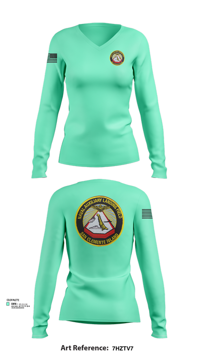 NAVAL AUXILIARY LANDING FIELD SAN CLEMENTE ISLAND 84948296 Women's Long Sleeve V-neck Shirt - 103