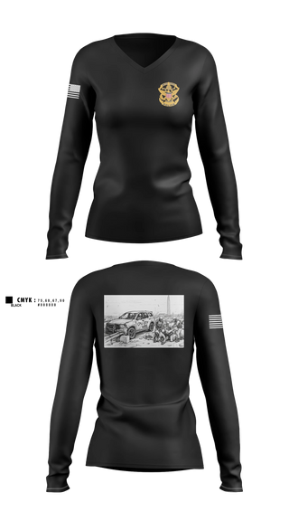 Womens Long Sleeve Vneck Shirt, Crime Patrol Unit, Police, Teamtime, Team time, sublimation, custom sports apparel, team uniforms, spirit wear, spiritwear, sports uniforms, custom shirts, team store, custom team store, fundraiser sports, apparel fundraiser