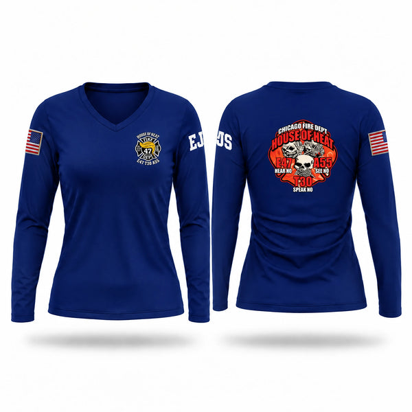 Womens Long Sleeve Vneck Shirt, Cfd e47, Fire Department, Teamtime, Team time, sublimation, custom sports apparel, team uniforms, spirit wear, spiritwear, sports uniforms, custom shirts, team store, custom team store, fundraiser sports, apparel fundraiser