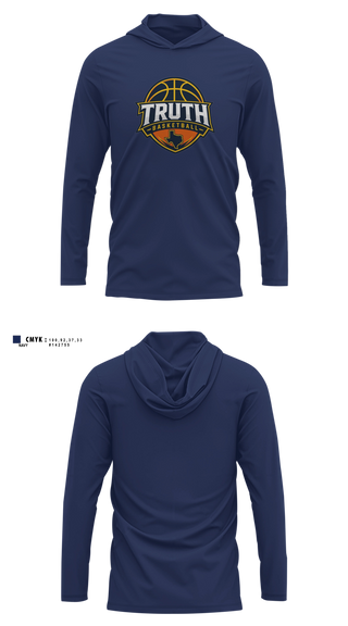 Long Sleeve hooded sunshirt, Truth Basketball, Women's Basketball, Teamtime, Team time, sublimation, custom sports apparel, team uniforms, spirit wear, spiritwear, sports uniforms, custom shirts, team store, custom team store, fundraiser sports, apparel fundraiser