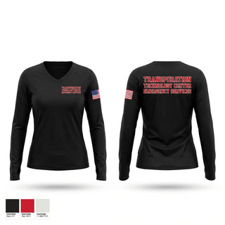 Womens Long Sleeve Vneck Shirt, Transportion Technology Center Emergency Services, Fire Department, Teamtime, Team time, sublimation, custom sports apparel, team uniforms, spirit wear, spiritwear, sports uniforms, custom shirts, team store, custom team store, fundraiser sports, apparel fundraiser