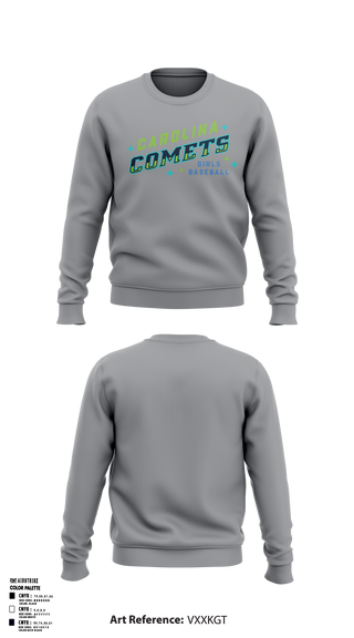 Crew Neck Sweatshirt, Carolina Comets, Baseball, Teamtime, Team time, sublimation, custom sports apparel, team uniforms, spirit wear, spiritwear, sports uniforms, custom shirts, team store, custom team store, fundraiser sports, apparel fundraiser