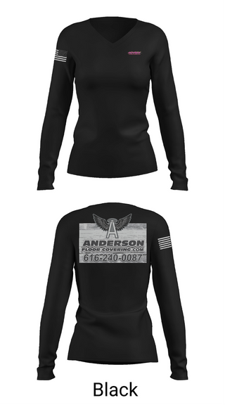 Womens Long Sleeve Vneck Shirt, Anderson Floor Covering, , Teamtime, Team time, sublimation, custom sports apparel, team uniforms, spirit wear, spiritwear, sports uniforms, custom shirts, team store, custom team store, fundraiser sports, apparel fundraiser