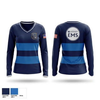Womens Long Sleeve Vneck Shirt, UH EMS, EMS/EMT, Teamtime, Team time, sublimation, custom sports apparel, team uniforms, spirit wear, spiritwear, sports uniforms, custom shirts, team store, custom team store, fundraiser sports, apparel fundraiser