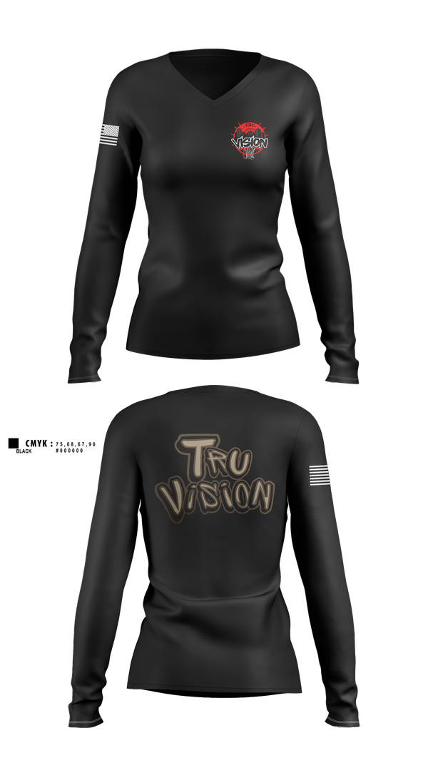 Womens Long Sleeve Vneck Shirt, Tru vison, Men's Basketball, Teamtime, Team time, sublimation, custom sports apparel, team uniforms, spirit wear, spiritwear, sports uniforms, custom shirts, team store, custom team store, fundraiser sports, apparel fundraiser
