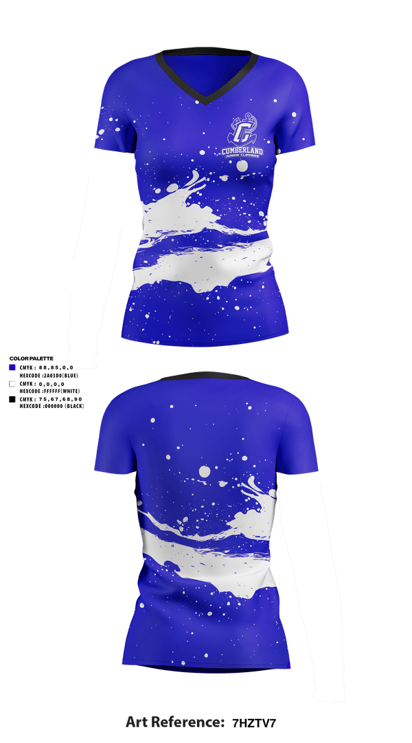 Womens Short Sleeve Vneck Shirt, Cumberland Junior Clippers, , Teamtime, Team time, sublimation, custom sports apparel, team uniforms, spirit wear, spiritwear, sports uniforms, custom shirts, team store, custom team store, fundraiser sports, apparel fundraiser