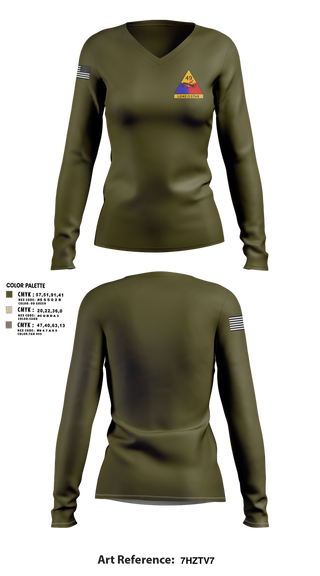 Womens Long Sleeve Vneck Shirt, 49th Armored, , Teamtime, Team time, sublimation, custom sports apparel, team uniforms, spirit wear, spiritwear, sports uniforms, custom shirts, team store, custom team store, fundraiser sports, apparel fundraiser