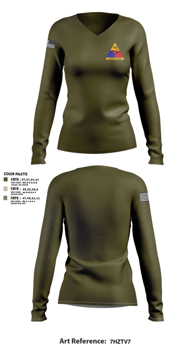49th Armored 63475164 Women's Long Sleeve V-neck Shirt - 1