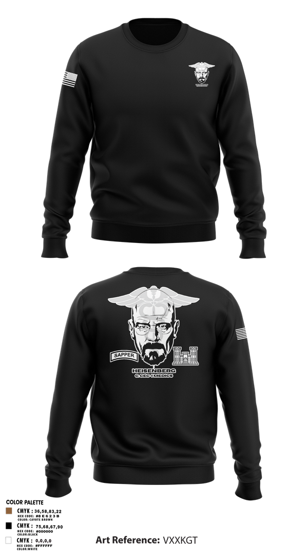 Crew Neck Sweatshirt, Heisenberg’s, Army, Teamtime, Team time, sublimation, custom sports apparel, team uniforms, spirit wear, spiritwear, sports uniforms, custom shirts, team store, custom team store, fundraiser sports, apparel fundraiser