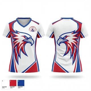 Womens Short Sleeve Vneck Shirt, American Eagles, Women's Basketball, Teamtime, Team time, sublimation, custom sports apparel, team uniforms, spirit wear, spiritwear, sports uniforms, custom shirts, team store, custom team store, fundraiser sports, apparel fundraiser