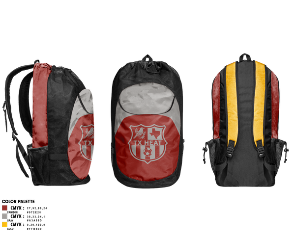 Gear Bag, TX HEAT, Men's Soccer, Teamtime, Team time, sublimation, custom sports apparel, team uniforms, spirit wear, spiritwear, sports uniforms, custom shirts, team store, custom team store, fundraiser sports, apparel fundraiser