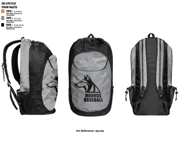 Gear Bag, Hounds, Baseball, Teamtime, Team time, sublimation, custom sports apparel, team uniforms, spirit wear, spiritwear, sports uniforms, custom shirts, team store, custom team store, fundraiser sports, apparel fundraiser