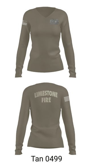 Womens Long Sleeve Vneck Shirt, Limestone Fire Protection District, Fire Department, Teamtime, Team time, sublimation, custom sports apparel, team uniforms, spirit wear, spiritwear, sports uniforms, custom shirts, team store, custom team store, fundraiser sports, apparel fundraiser