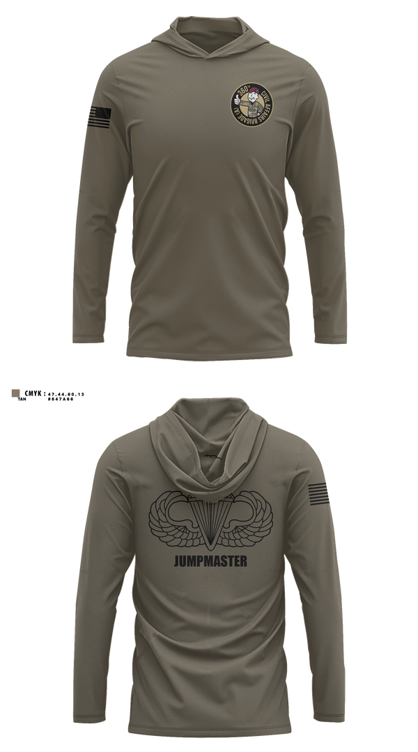 Long Sleeve Performance Shirt with hood, 360 CA BDE (Airborne), Army, Teamtime, Team time, sublimation, custom sports apparel, team uniforms, spirit wear, spiritwear, sports uniforms, custom shirts, team store, custom team store, fundraiser sports, apparel fundraiser