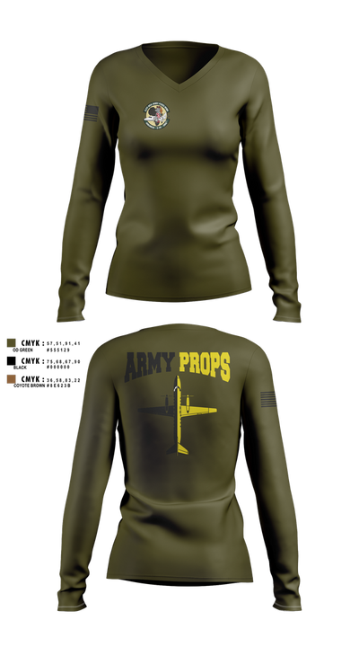 DET 2 CO A 2-245th AVN 46226536 Women's Long Sleeve V-neck Shirt - 101