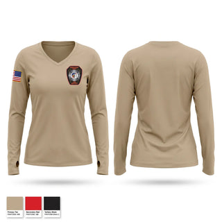 Womens Long Sleeve Vneck Shirt, Shenango area fire district, Fire Department, Teamtime, Team time, sublimation, custom sports apparel, team uniforms, spirit wear, spiritwear, sports uniforms, custom shirts, team store, custom team store, fundraiser sports, apparel fundraiser